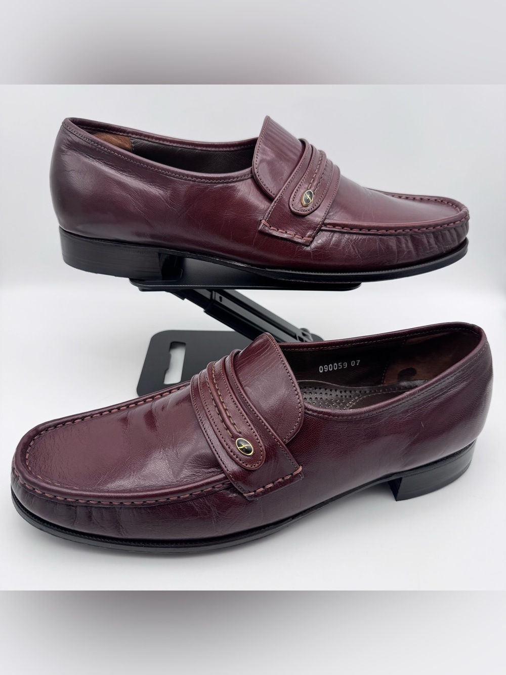 VTG Florsheim Riva Burgundy moc toe Leather Slip On Dress Shoes Men’s Size 12 D